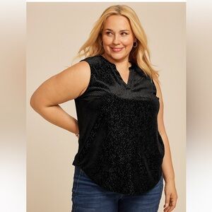 Maurices Black Textured Sleeveless Blouse